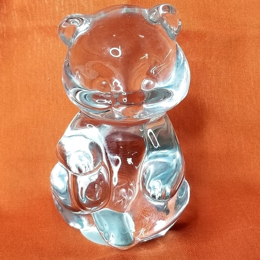 Vintage Collectible Fenton Clear Glass Teddy Bear Figurine Paperweight